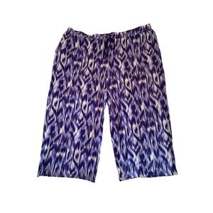 Comfort Code by Cuddl Duds Purple Ikat Print Lounge Pants Cropped 3X 787423